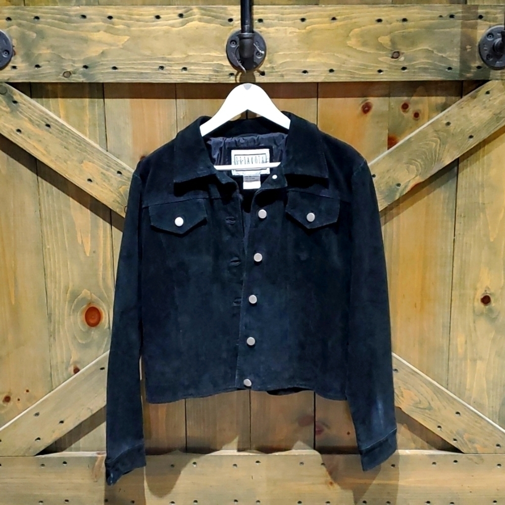 BB DAKOTA PRETA A PORTER BLACK SUEDE LEATHER JACKET SIZE JUNIORS XL LINED